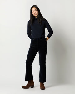 Kendall Flare 5-Pocket Jean in Navy Stretch Velveteen