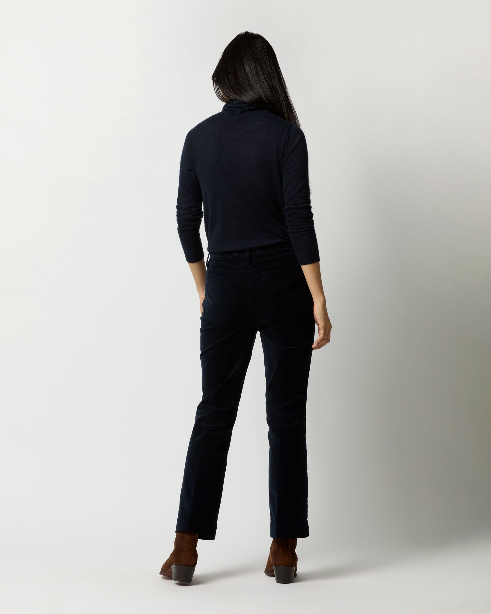 Kendall Flare 5-Pocket Jean in Navy Stretch Velveteen