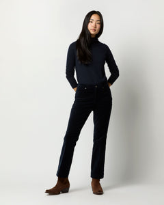 Kendall Flare 5-Pocket Jean in Navy Stretch Velveteen