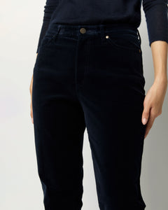 Kendall Flare 5-Pocket Jean in Navy Stretch Velveteen