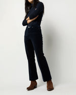 Load image into Gallery viewer, Kendall Flare 5-Pocket Jean in Navy Stretch Velveteen
