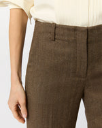 Load image into Gallery viewer, Frankie Pant in Brown Stretch Herringbone
