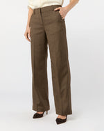 Load image into Gallery viewer, Frankie Pant in Brown Stretch Herringbone
