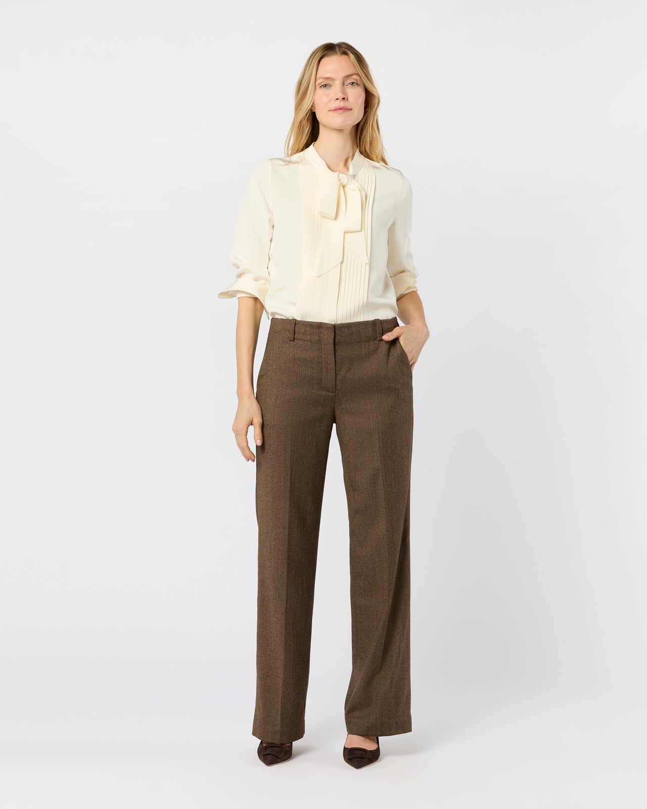 Marigold Blouse in Ivory Silk Crepe de Chine