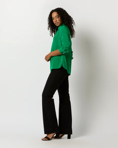 Natalia Blouse in Kelly Green Silk Crepe de Chine