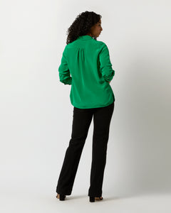 Natalia Blouse in Kelly Green Silk Crepe de Chine