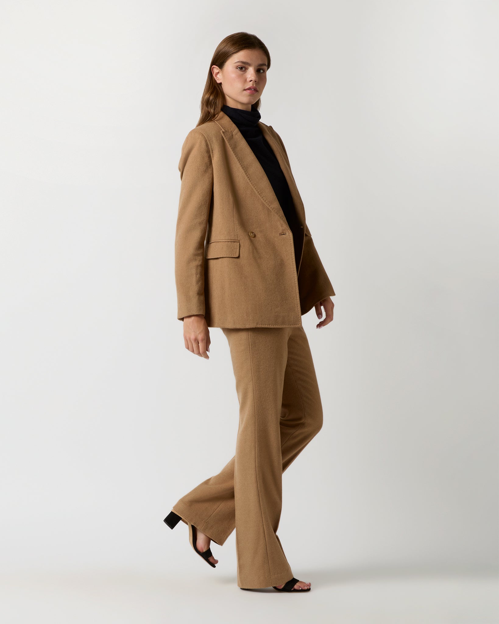 Norah Flare Pant in Camel Hair Flannel