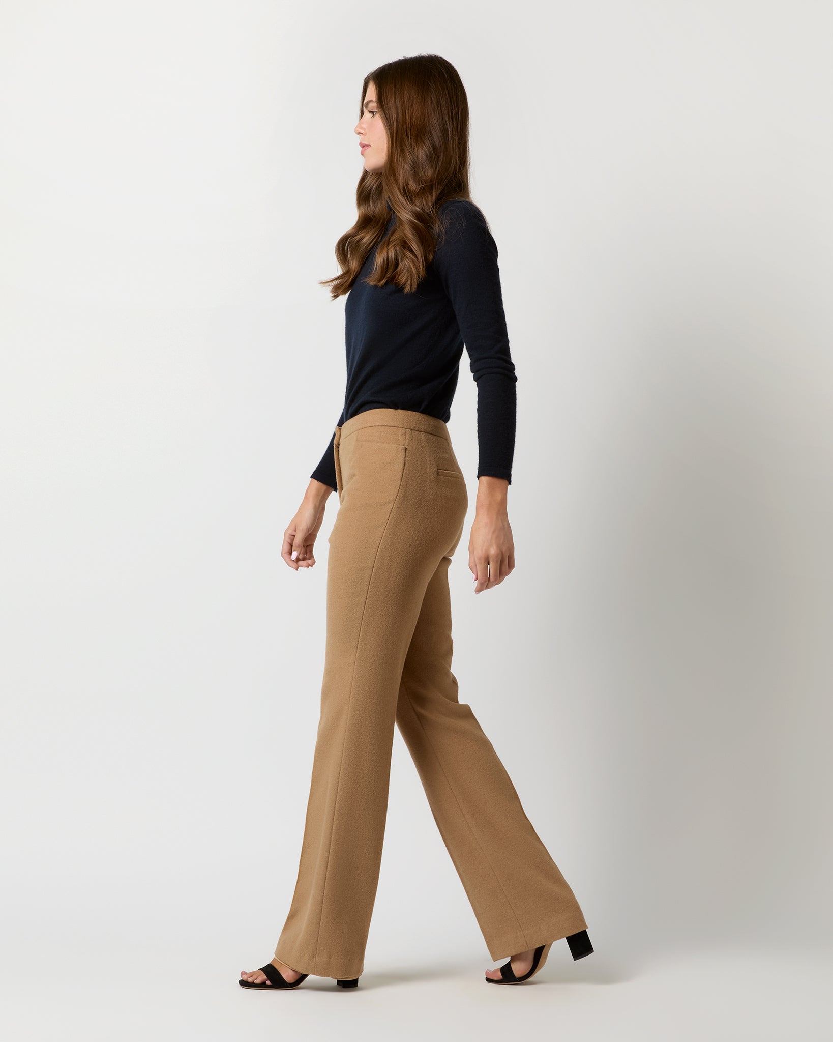 Norah Flare Pant in Camel Hair Flannel