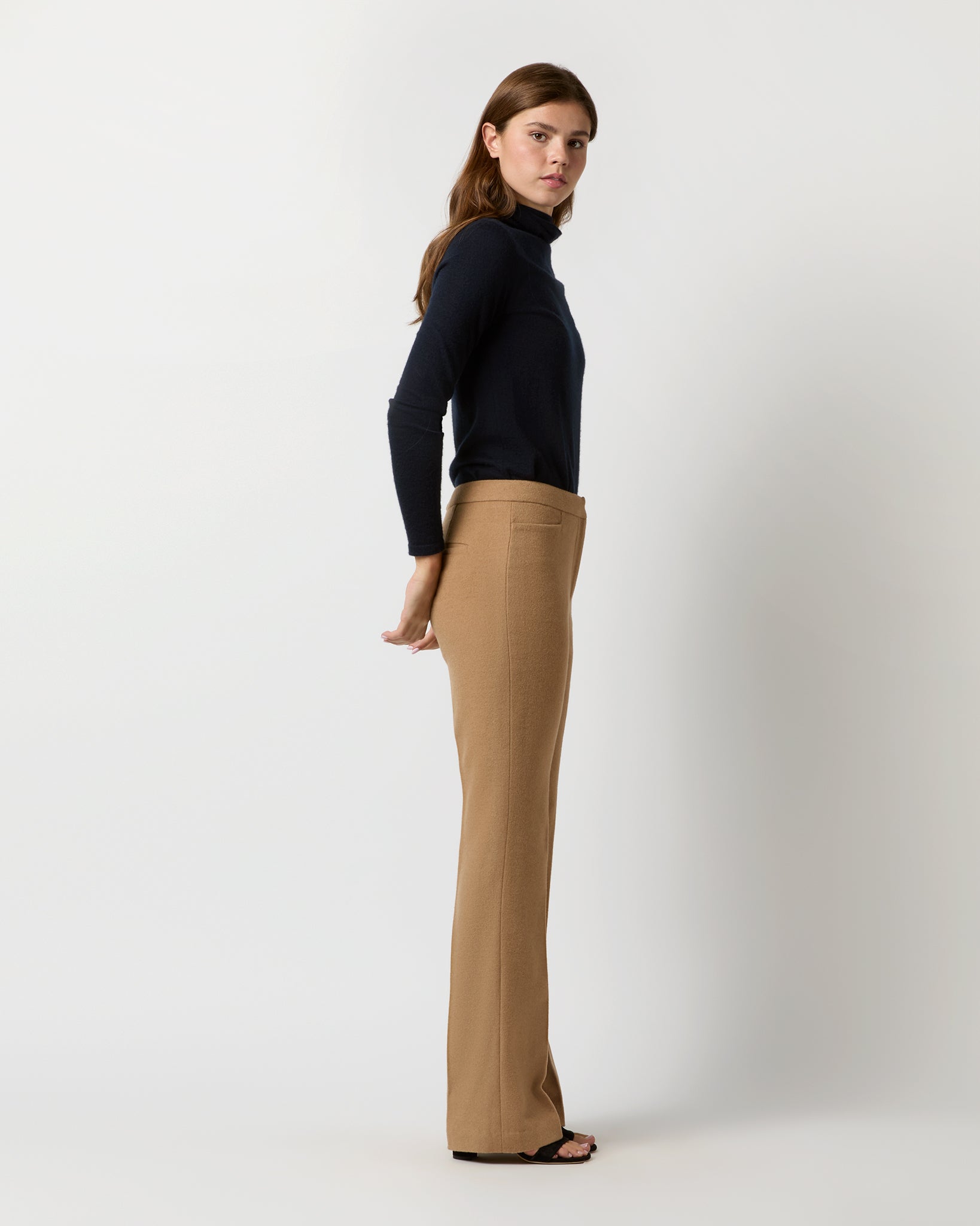 Norah Flare Pant in Camel Hair Flannel