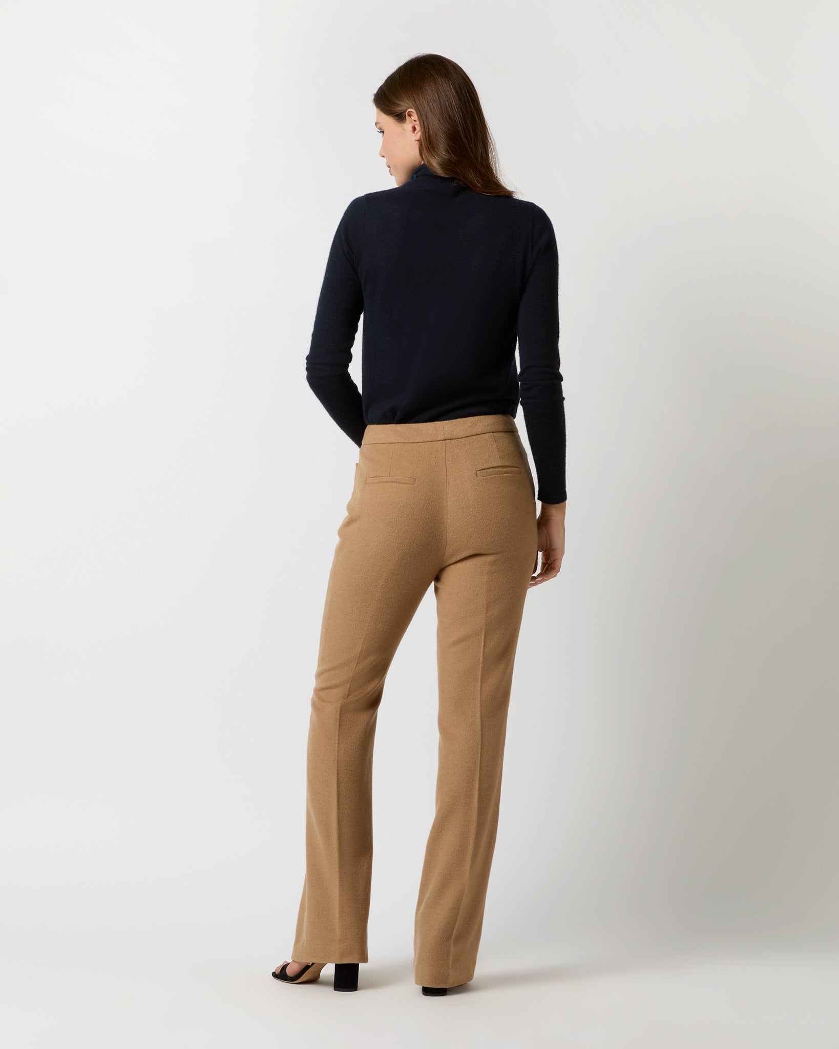 Norah Flare Pant in Camel Hair Flannel