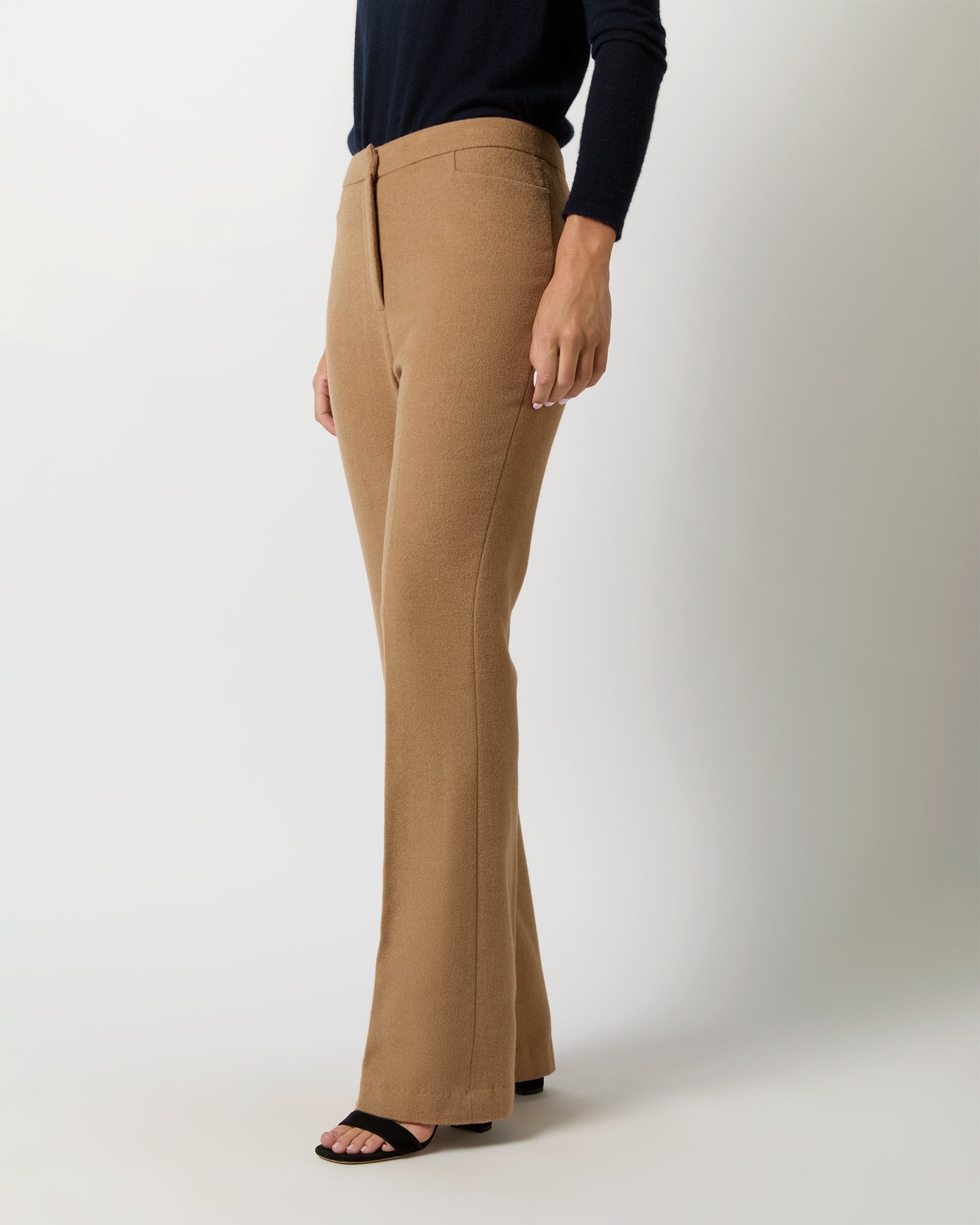 Norah Flare Pant in Camel Hair Flannel