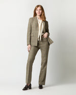 Load image into Gallery viewer, Norah Flare Pant in Brown/Green Plaid Wool Blend
