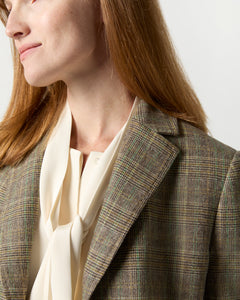 Margaret Jacket in Brown/Green Plaid Wool Blend