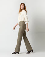 Load image into Gallery viewer, Norah Flare Pant in Brown/Green Plaid Wool Blend
