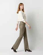 Load image into Gallery viewer, Norah Flare Pant in Brown/Green Plaid Wool Blend
