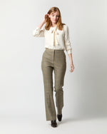 Load image into Gallery viewer, Norah Flare Pant in Brown/Green Plaid Wool Blend
