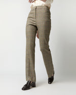 Load image into Gallery viewer, Norah Flare Pant in Brown/Green Plaid Wool Blend
