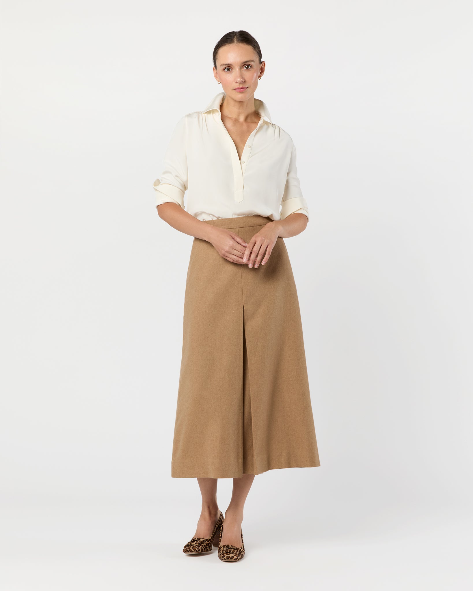 Natalia Blouse in Ivory Silk Crepe de Chine