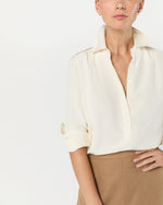 Load image into Gallery viewer, Natalia Blouse in Ivory Silk Crepe de Chine
