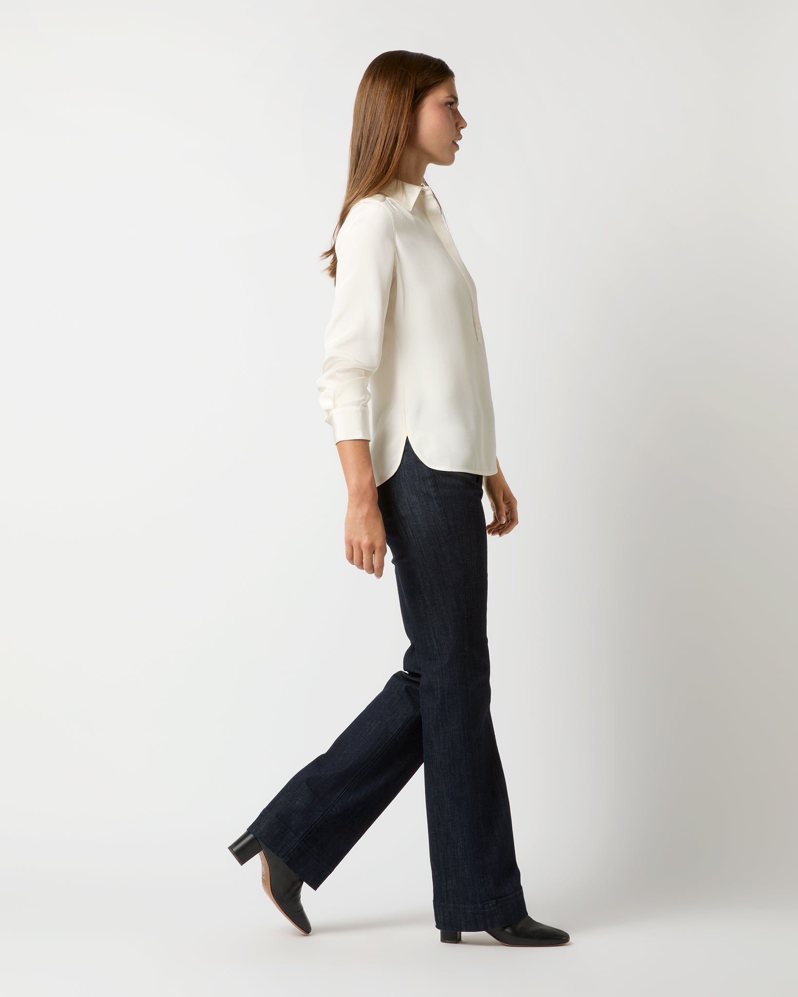 Natalia Blouse in Ivory Silk Crepe de Chine