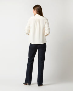 Natalia Blouse in Ivory Silk Crepe de Chine