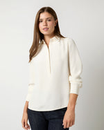 Load image into Gallery viewer, Natalia Blouse in Ivory Silk Crepe de Chine
