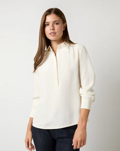 Natalia Blouse in Ivory Silk Crepe de Chine