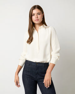 Natalia Blouse in Ivory Silk Crepe de Chine