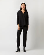 Load image into Gallery viewer, Fayette Flare Cropped Pant in Black Bi-Stretch Double-Faced Wool Blend
