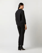 Load image into Gallery viewer, Fayette Flare Cropped Pant in Black Bi-Stretch Double-Faced Wool Blend
