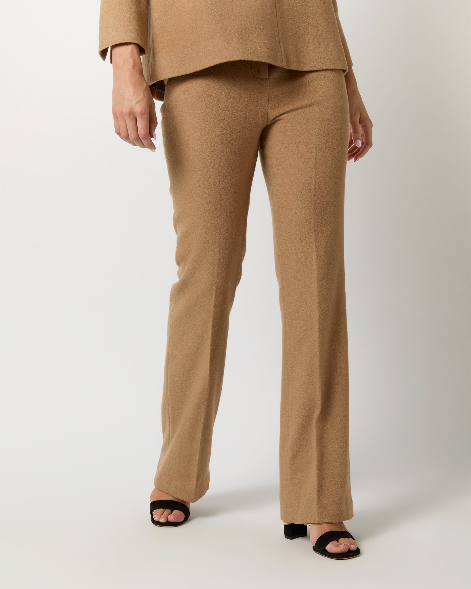 Norah Flare Pant in Camel Hair Flannel