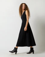 Load image into Gallery viewer, Victoire Dress in Black Brushed Interlock
