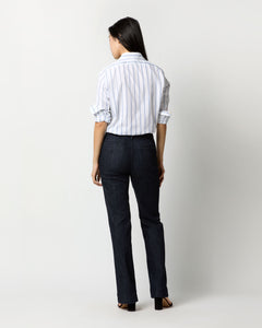 Understudy Shirt in White/Blue Multi Stripe Poplin