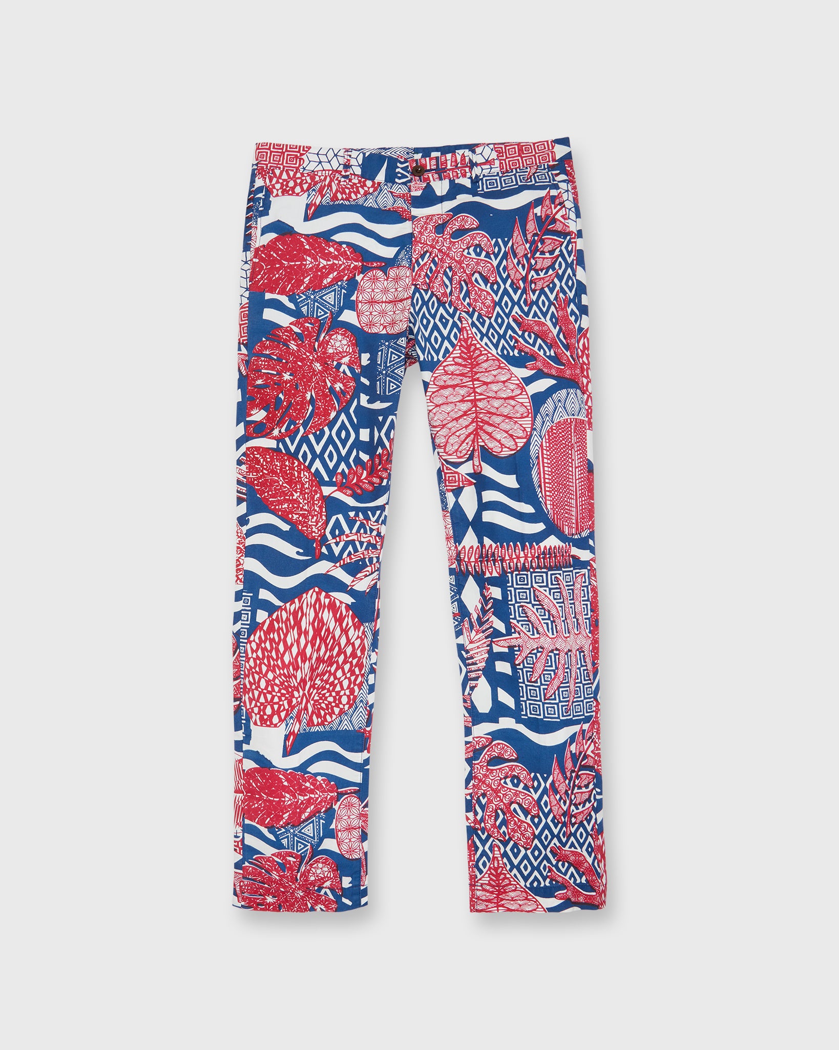 Field Pant in Navy/Red/White Bahamian Leaf Print Poplin