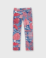 Load image into Gallery viewer, Field Pant in Navy/Red/White Bahamian Leaf Print Poplin
