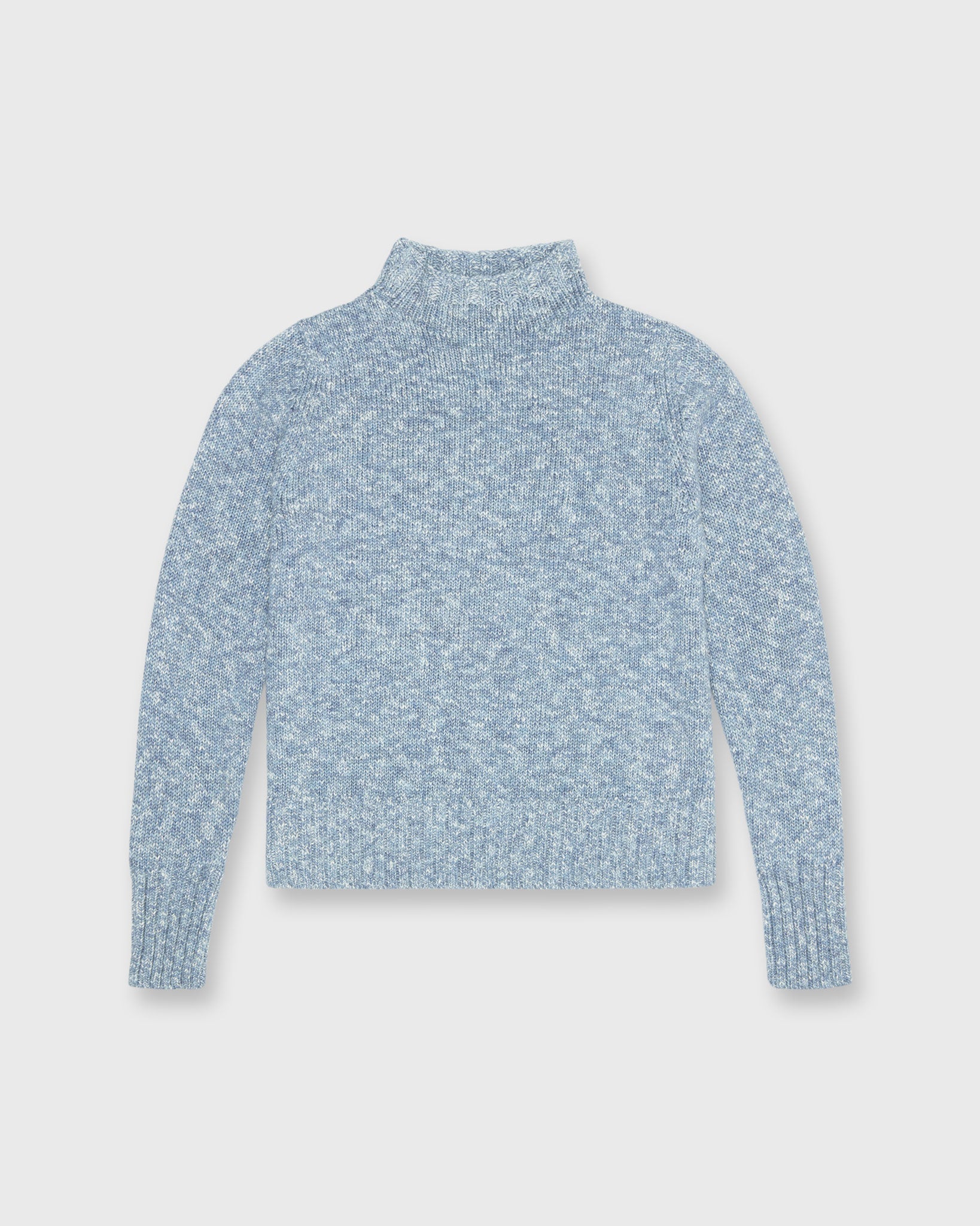 Vivie Sweater in Sky/Ivory Cotton/Wool Tweed