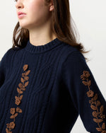 Load image into Gallery viewer, Ellen Sweater in Navy Blue/Timber Extra Fine Merino Wool
