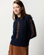 Load image into Gallery viewer, Ellen Sweater in Navy Blue/Timber Extra Fine Merino Wool
