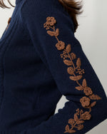 Load image into Gallery viewer, Ellen Sweater in Navy Blue/Timber Extra Fine Merino Wool
