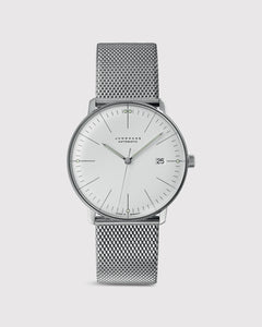 Max Bill Automatic Watch with Date Window in Silver Dial/Stainless Steel Strap