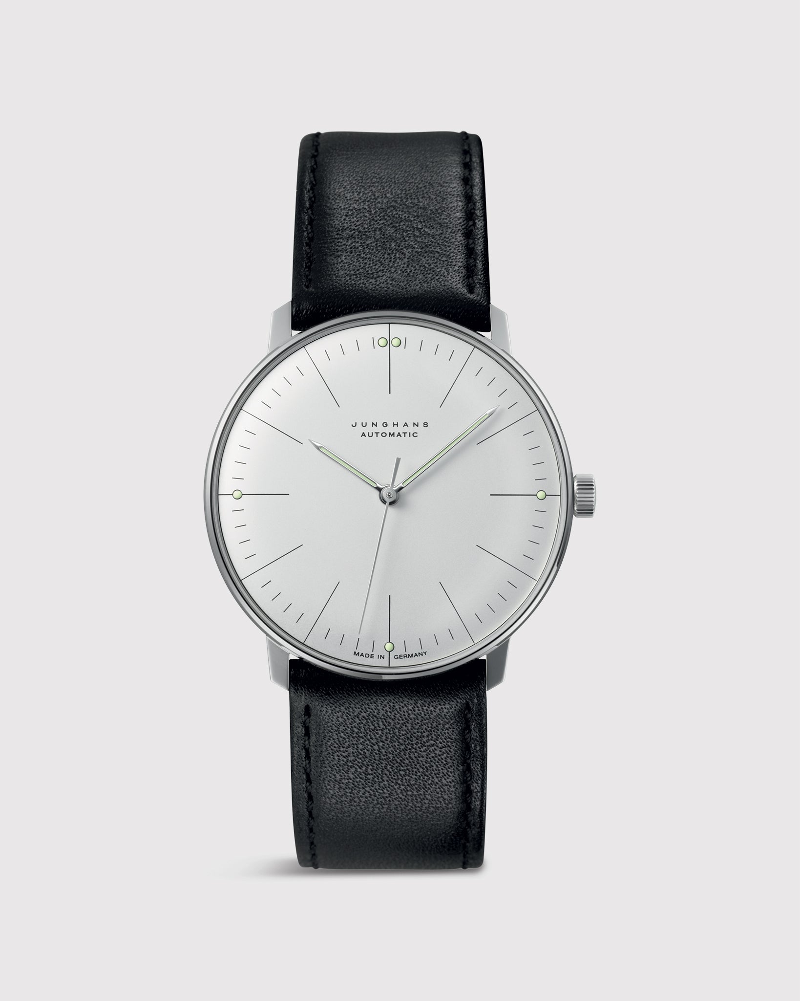 Max Bill Automatic Watch in Silver Dial/Black Strap