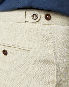 Side-Tab Sport Trouser in Sand Seersucker