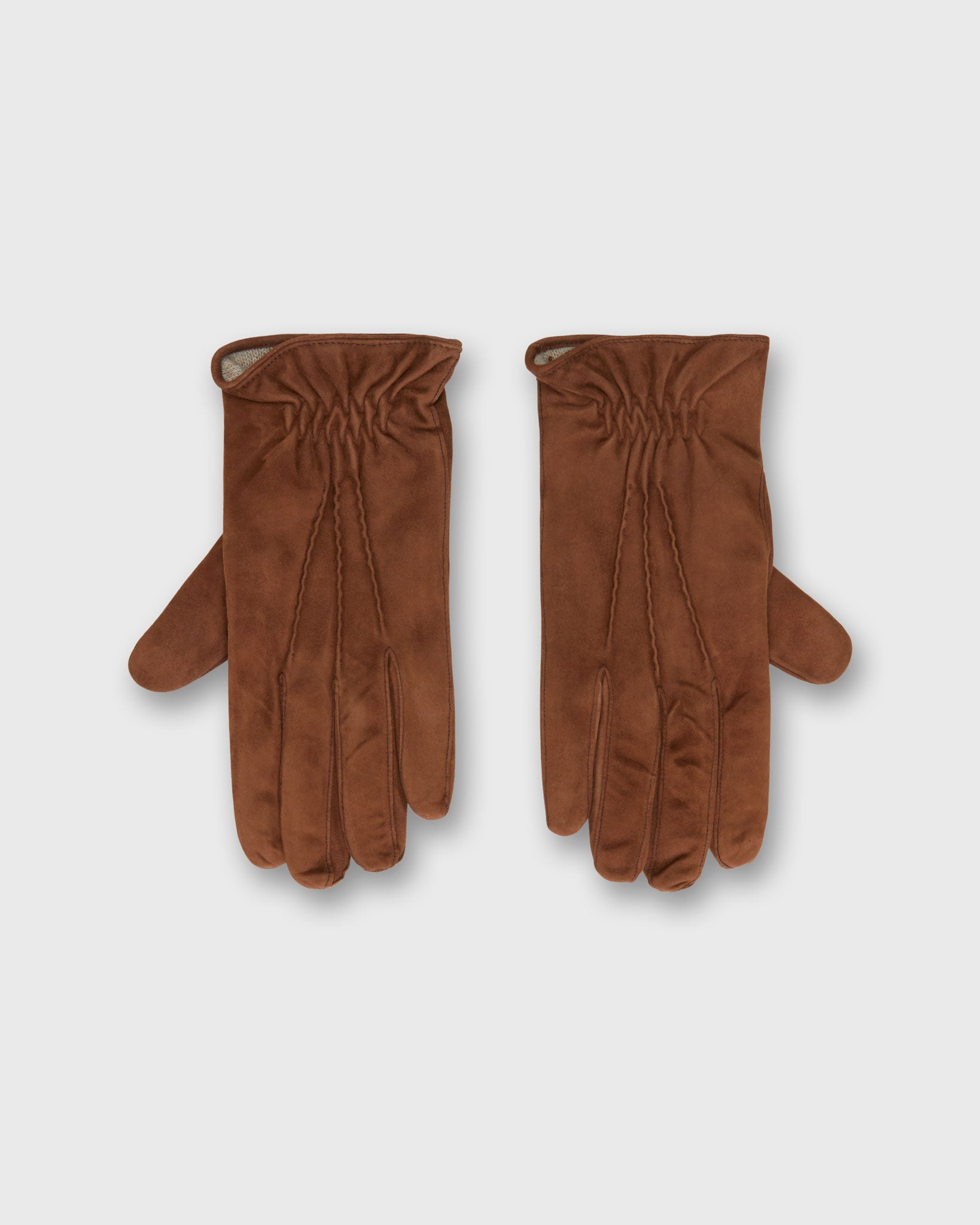 Cashmere-Lined Gloves in Medium Brown Suede