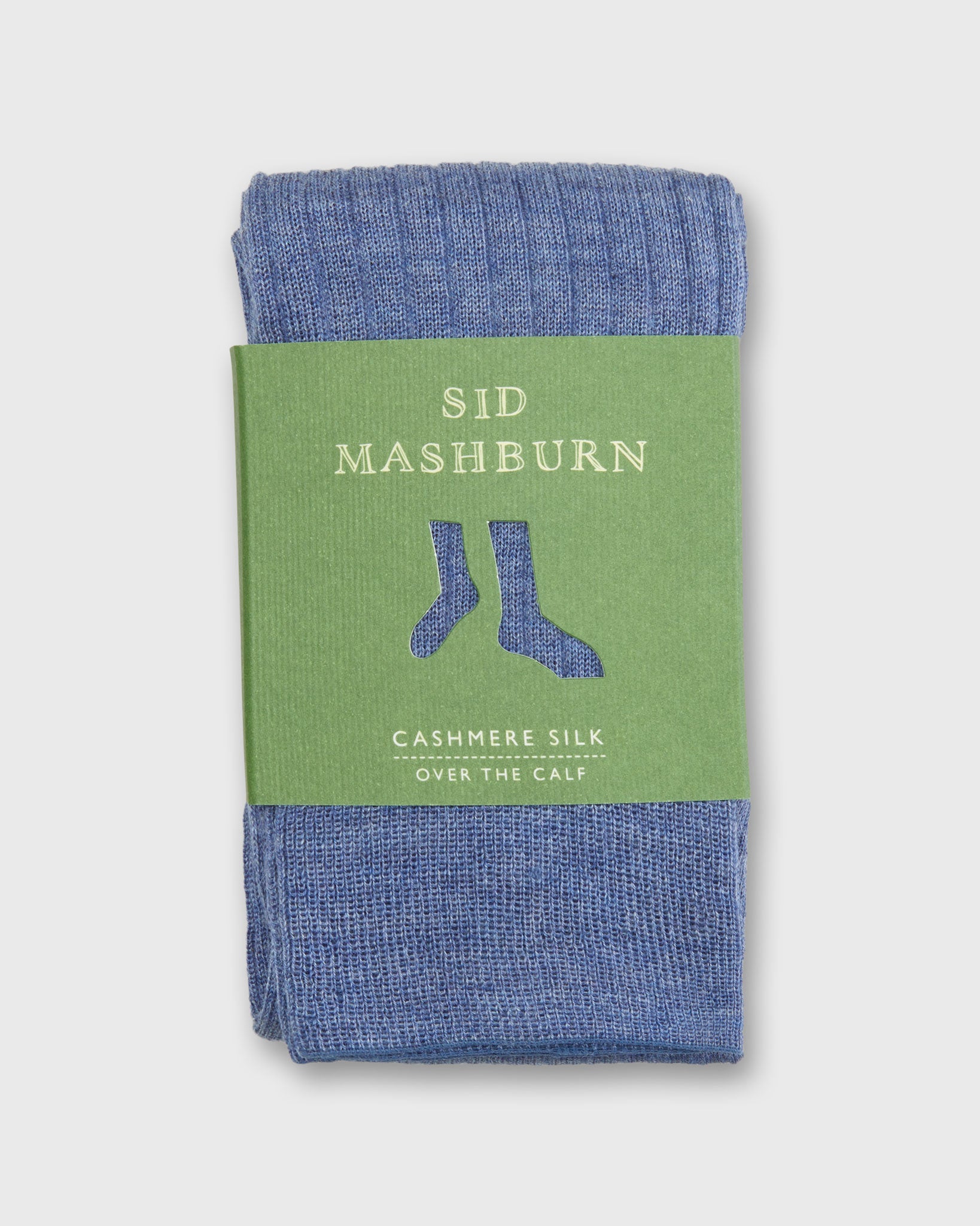 Over-The-Calf Dress Socks in Heather Blue Cashmere/Silk