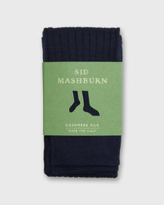 Over-The-Calf Dress Socks in Navy Cashmere/Silk