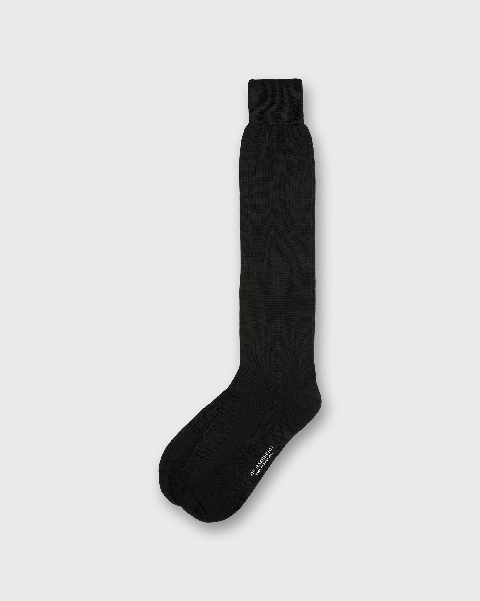 Over-The-Calf Dress Socks in Black Silk