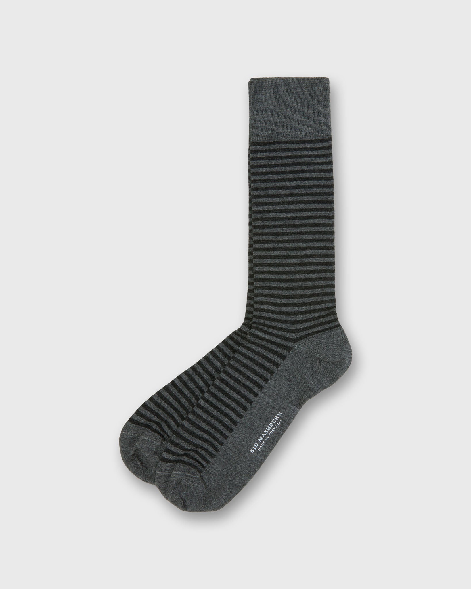 Striped Trouser Dress Socks in Heather Grey/Charcoal Extra Fine Merino by Sid Mashburn Striped Trouser Dress Socks in Heather Grey/Charcoal Extra Fine Merino by Sid Mashburn