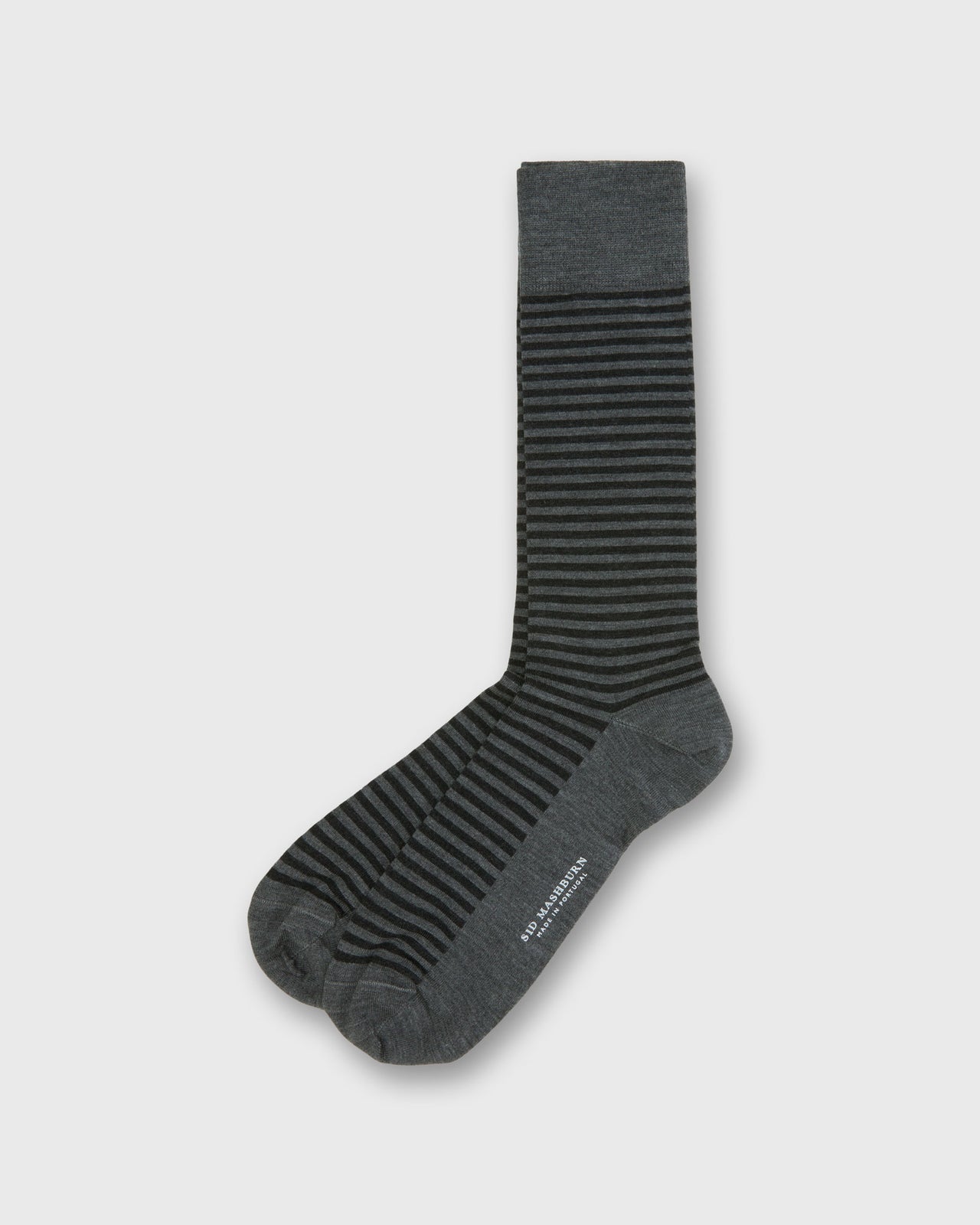 Striped Trouser Dress Socks in Heather Grey/Charcoal Extra Fine Merino