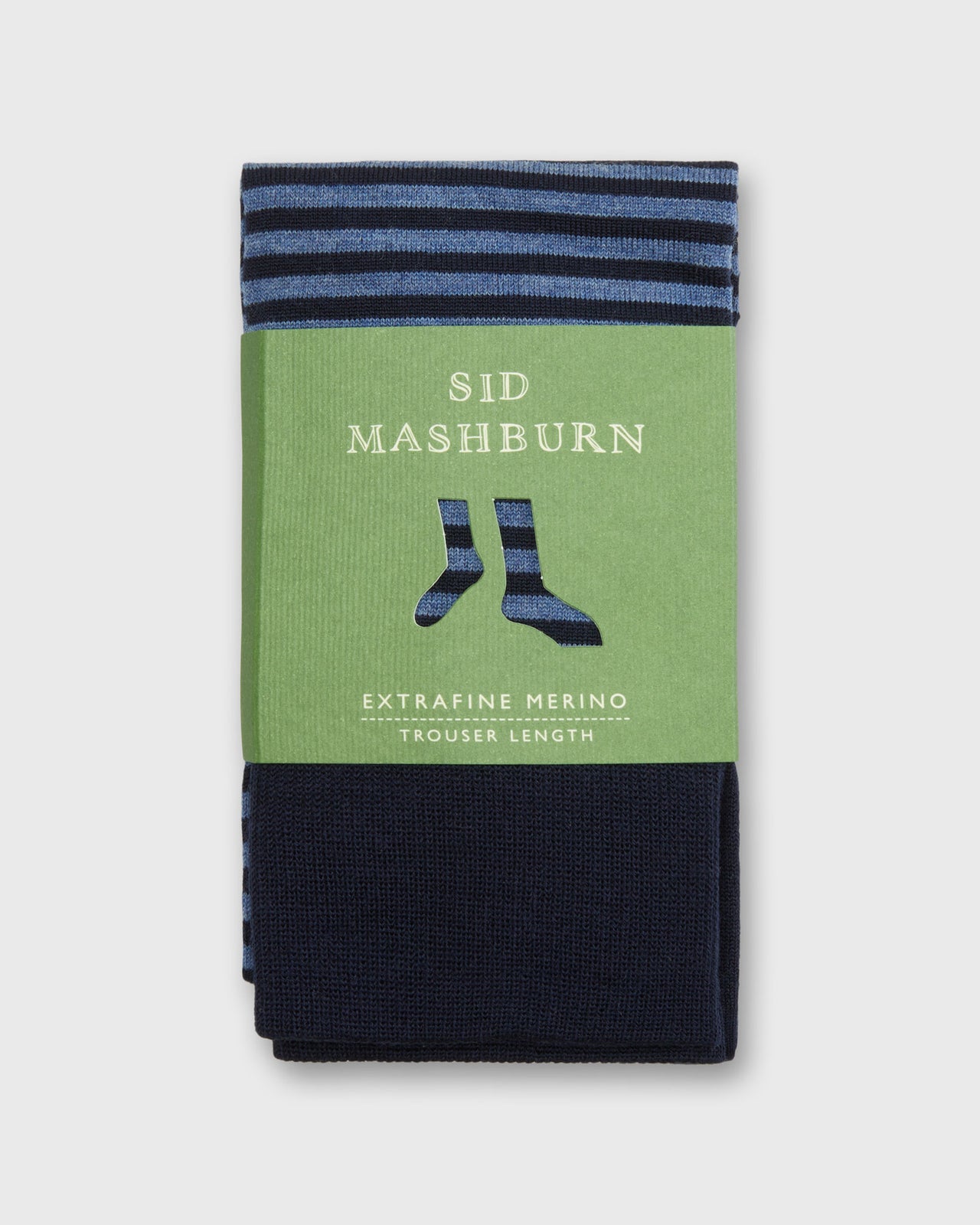 Striped Trouser Dress Socks in Navy/Heather Blue Extra Fine Merino