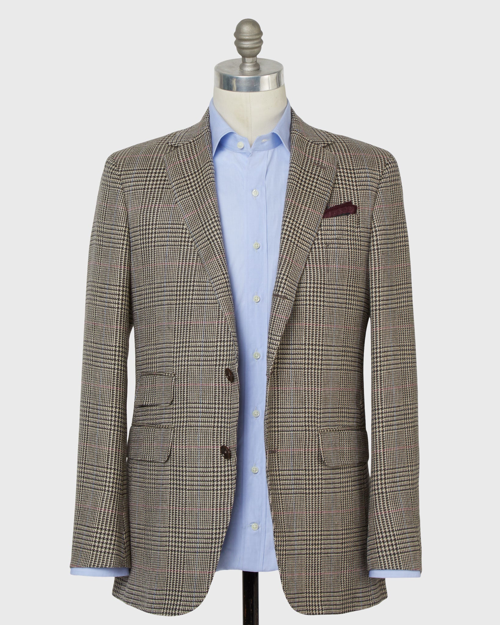 Virgil No. 2 Jacket in Chocolate/Bone/Blue Glen Plaid Hopsack